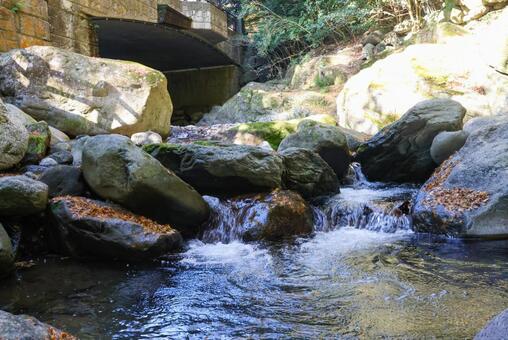 轟渓谷 轟峡,境川,深緑の写真素材