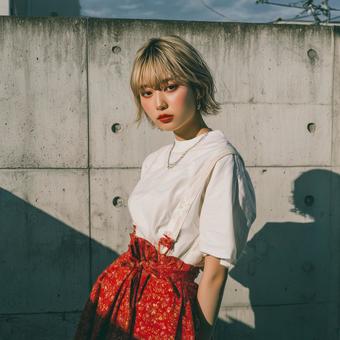 若い女性のストリートファッション 若い女性のストリートファッションの写真