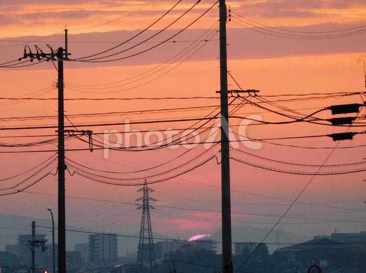 夕暮れの風景 日没,夕焼け,日の入りの写真素材