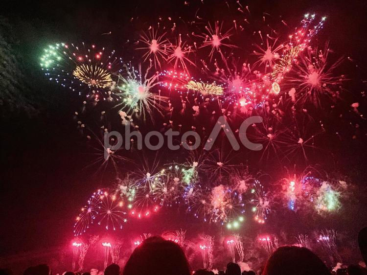 花火大会の打ち上げ花火（長岡花火大会） 夜,祭り,夏の写真素材