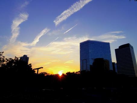 Photo, sunset, building group, evening, 