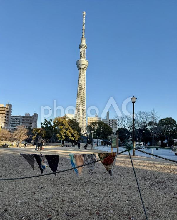隅田公園　墨田区側　ガーランド ガーランド,端切れ,アートの写真素材