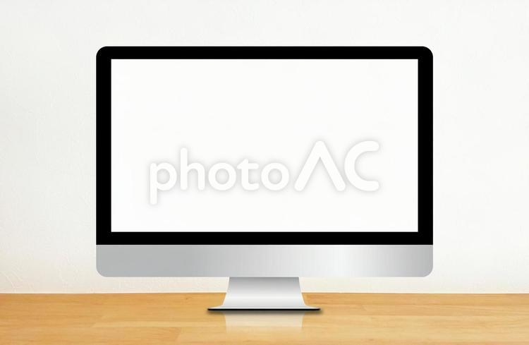 画面透過PSD　木の机とデスクトップ大 パソコン,ノートパソコン,ノートpcの写真素材