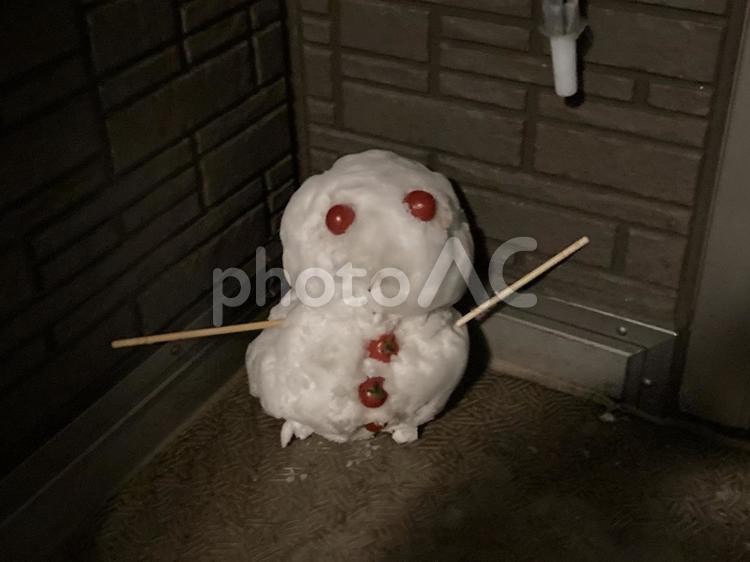 ゆきだるま 雪,冬,トマトの写真素材