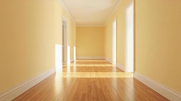 明るくシンプルな廊下の写真