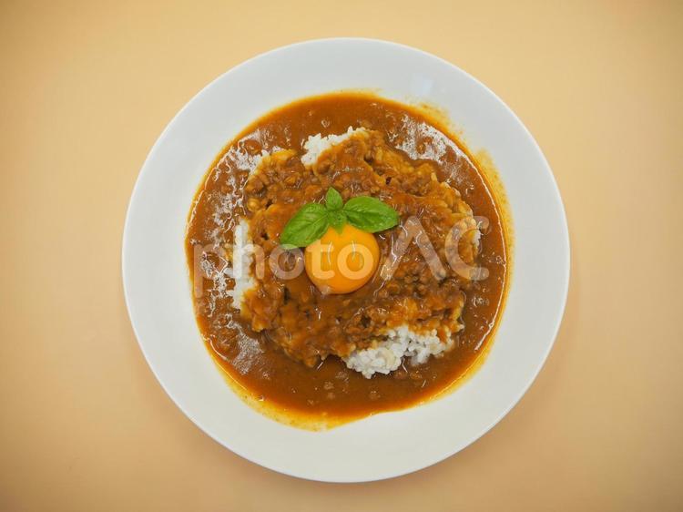 キーマカレー（黄身のせ）・お家ごはん キーマカレー,カレー,挽肉の写真素材