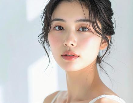 コスメ広告向け美肌の女性ポートレート写真の写真