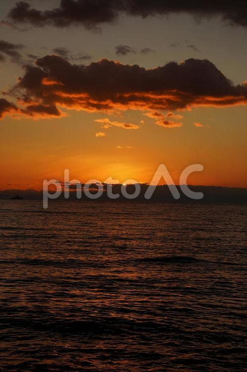 海の夕日4 海,自然,風景の写真素材