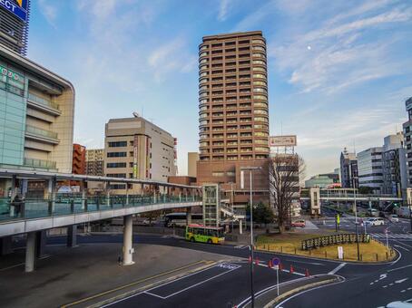 【群馬県】高崎駅東口のロータリー 高崎駅,高崎駅東口,ロータリーの写真素材