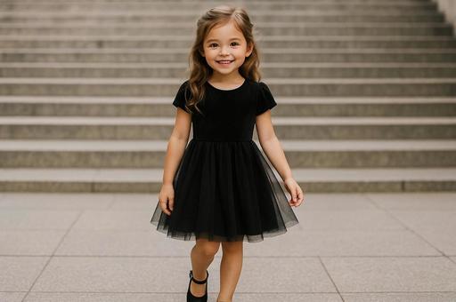 黒いドレスの笑顔の女の子 黒いドレスの笑顔の女の子の写真