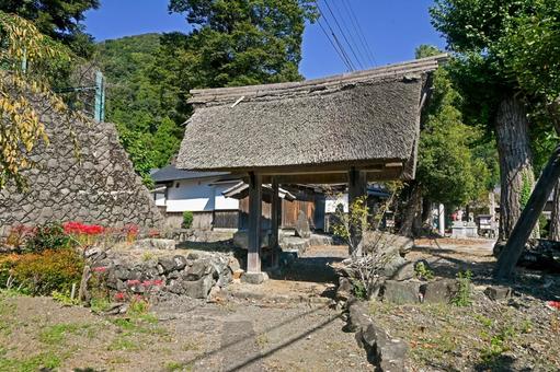 滋賀・長浜市 湖岸集落「菅浦」西の四足門 四足門,湖岸集落,西の写真素材