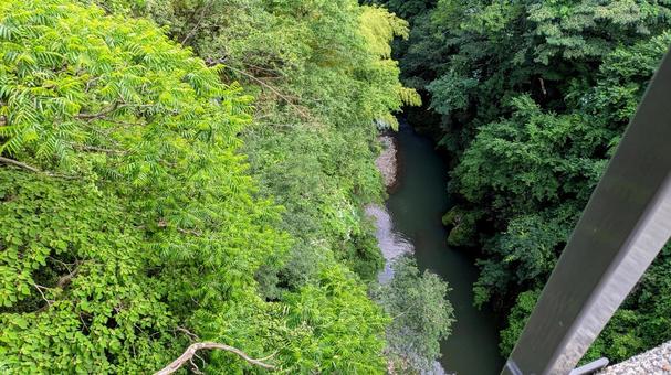 橋から覗いた渓谷 橋から覗いた渓谷 自然,金沢,石川県の写真素材