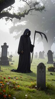 墓場の中の死神 ハロウィン 墓場の中の死神 ハロウィンの写真
