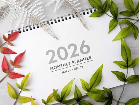 カレンダー(2026年)移りゆく葉 カレンダー(2026年)移りゆく葉 冬,年末年始,2026年の写真素材