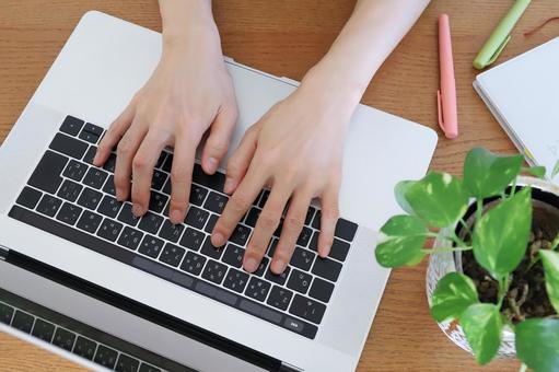 パソコンを使う手元　ビジネスイメージ パソコン,ビジネス,ノートパソコンの写真素材