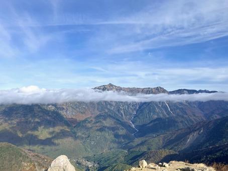 View of Mt. Kasagatake from the summit of Mt. Yakedake, yakedake, peak, north peak, JPG