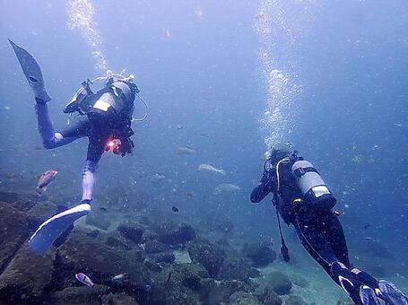 ダイバーたち 海,ダイバー,ダイビングの写真素材