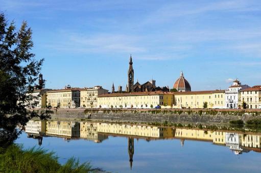 アルノ川 イタリア,フィレンツェ,観光の写真素材