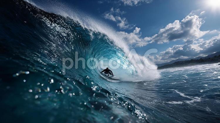 海の上を舞うサーファー サーフィン,波,チューブの写真素材