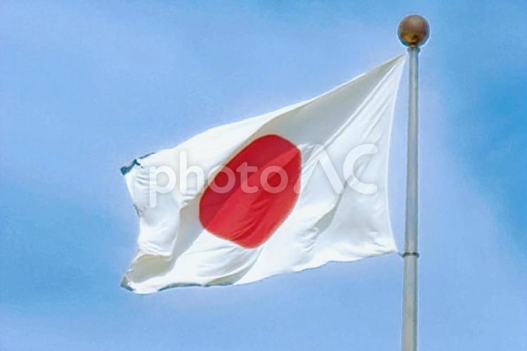 青空に日の丸・日本国旗 日の丸,国旗,日本の写真素材