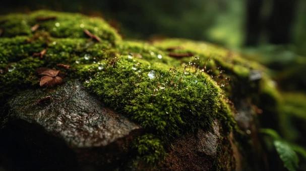 苔の生えた岩 苔の生えた岩の写真