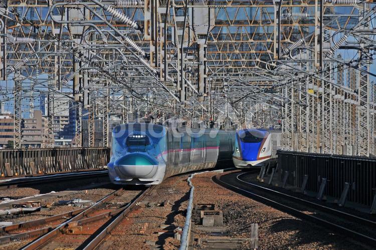E5系　E7系　新幹線 鉄道,電車,線路の写真素材