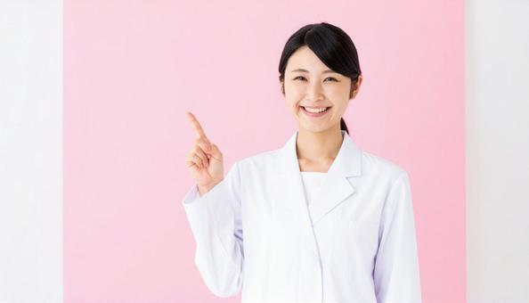 指をさす女医 指をさす女医の写真