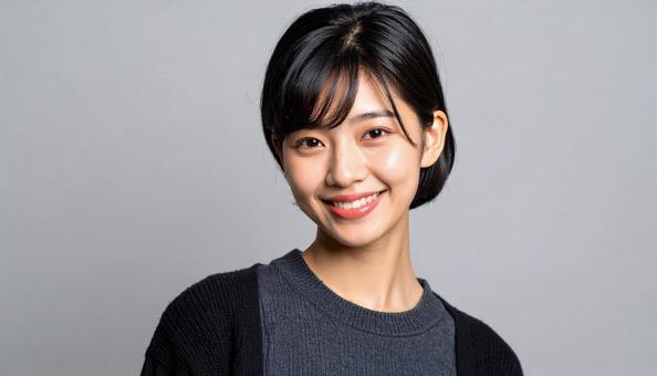 カットモデル笑顔の女性 カットモデル笑顔の女性の写真