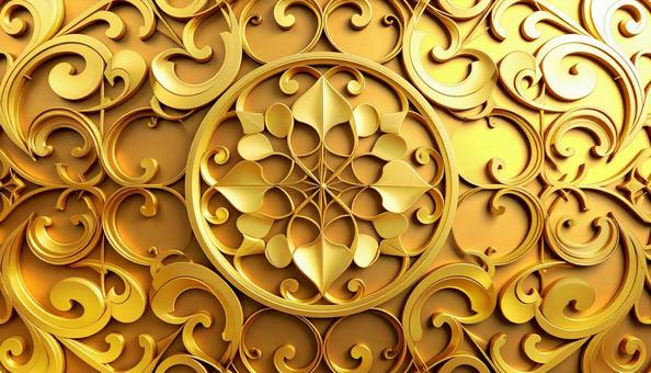 ゴールドの唐草模様のレリーフの写真