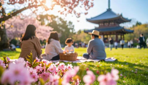 桜の下でピクニック 桜の下でピクニックの写真