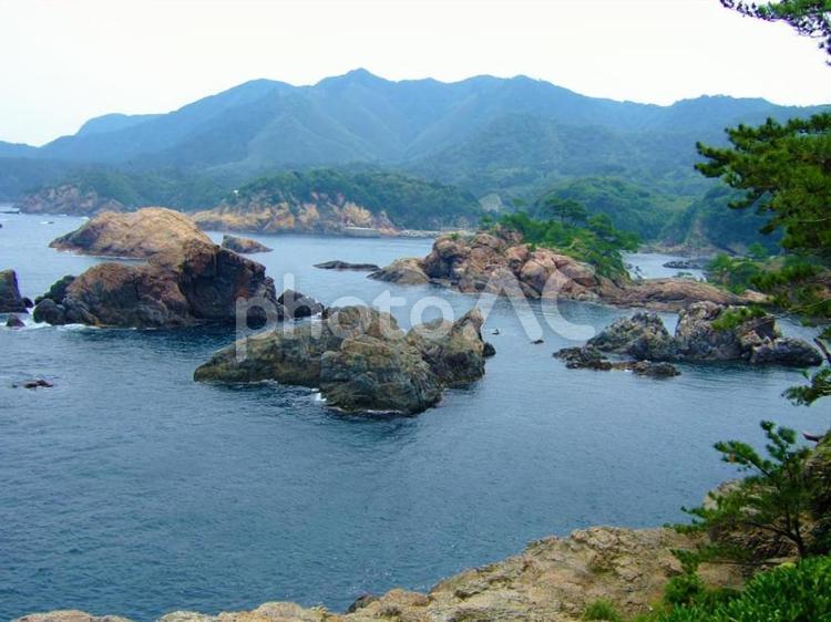 日本海、桁掛半島 日御碕からの海,景色,日本海の写真素材