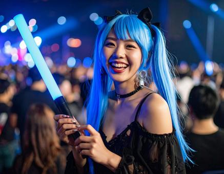 推し活女子・青のサイリウム 推し活女子・青のサイリウムの写真