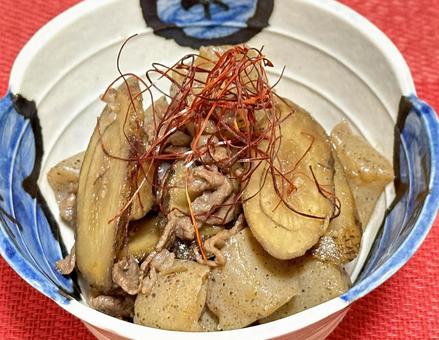 牛肉とごぼうとこんにゃくのしぐれ煮 牛肉とごぼうとこんにゃくのしぐれ煮の写真