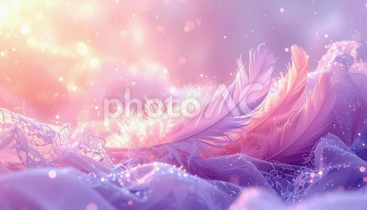 夢のように光り輝く羽根とレース 羽根,羽,フェザーの写真素材