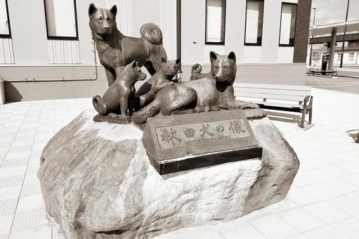 秋田犬の里とその周辺5 秋田犬の像,秋田犬,秋田犬の里の写真素材