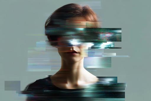 グリッチに覆われた女性像 グリッチに覆われた女性像の写真