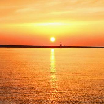 夕日と海_夕焼けの海 夕日と海_夕焼けの海の写真