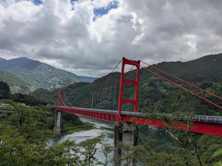 Photo, bridge, owata dam ohashi, suspension bridge, 