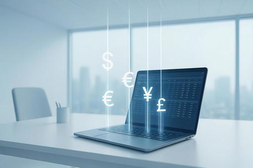通貨記号とグローバルネットワーク可視化 通貨記号とグローバルネットワーク可視化 通貨記号,金融,光線の写真素材