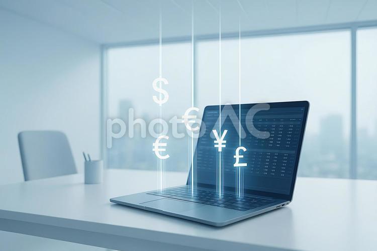 通貨記号とグローバルネットワーク可視化 通貨記号,金融,光線の写真素材