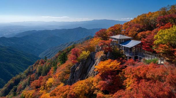 紅葉した秋の山 紅葉した秋の山の写真