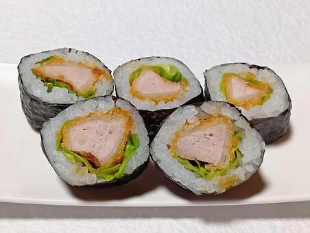 ヒレカツ中巻き寿司 中巻き寿司,食べ物,ヒレカツの写真素材