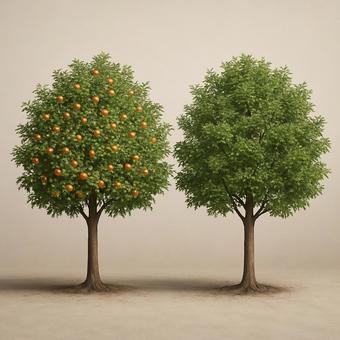 果実のある木とない木 果実のある木とない木の写真