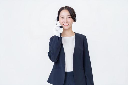 オペレーター オペレーター オペレーター,コールセンター,ヘッドセットの写真素材