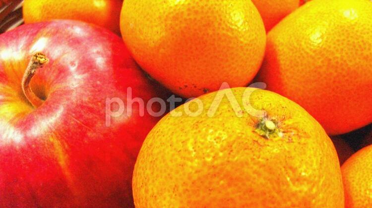 りんごとみかん 果物,オレンジ,フルーツの写真素材