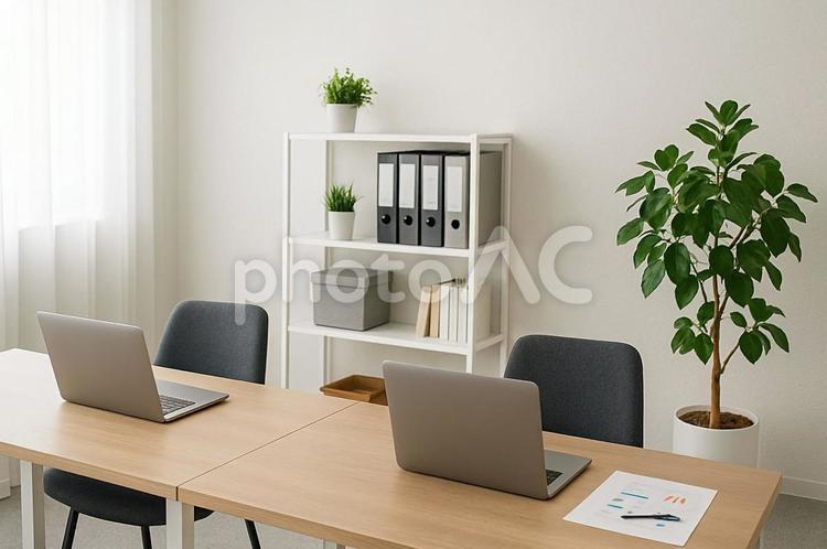 事務所内のシンプルなデスク・オフィス オフィス,デスク,事務所の写真素材