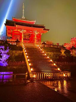 ライトアップした清水寺の写真素材2 清水寺,ライトアップ,夜景の写真素材