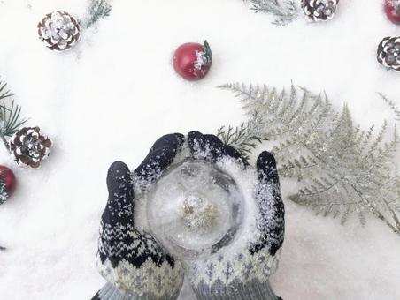 冬イメージ（冬到来）スノードーム 冬,冬到来,雪の写真素材