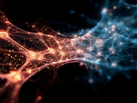 輝く粒子でできた生命のネットワークの写真