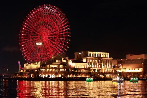 赤い観覧車 赤い観覧車 景色,景観,夜景の写真素材